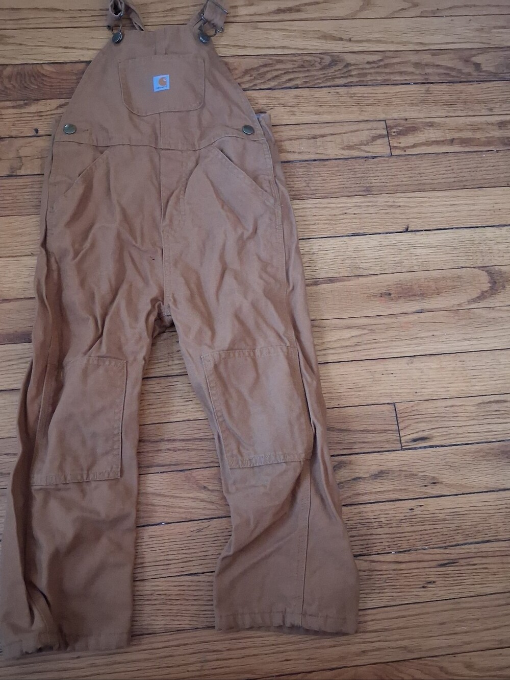 Carhartt - Youth Boys Brown Flannel Lined 100%Cotton Bib Overalls. Size 4T